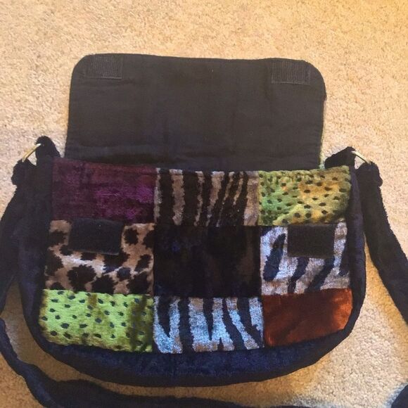Y2K Velvet Patchwork Shoulder Bag - Multicolor - Picture 5 of 7